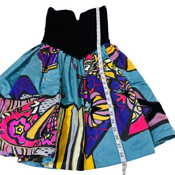 Vintage Sander Witlin Women's Velvet Sleeveless Multicolor MIni Dress Size S - Picture 8 of 10